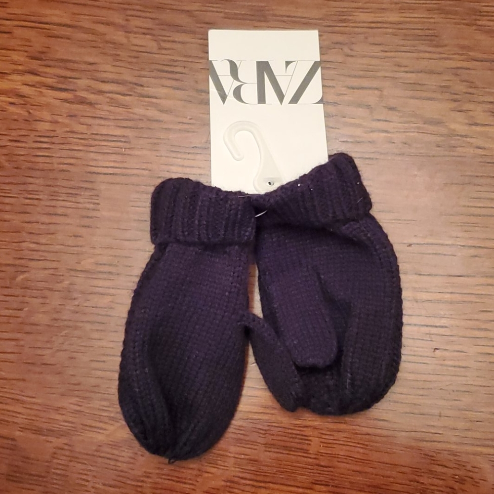 NWT Zara kids navy mittens size 2-4 years - Picture 2 of 4